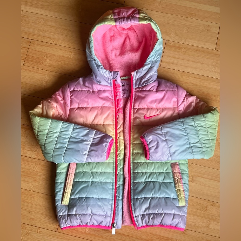 Nike Kids Puffer Jacket, 6X / 6-7 / Youth L, Rainbow Ombré